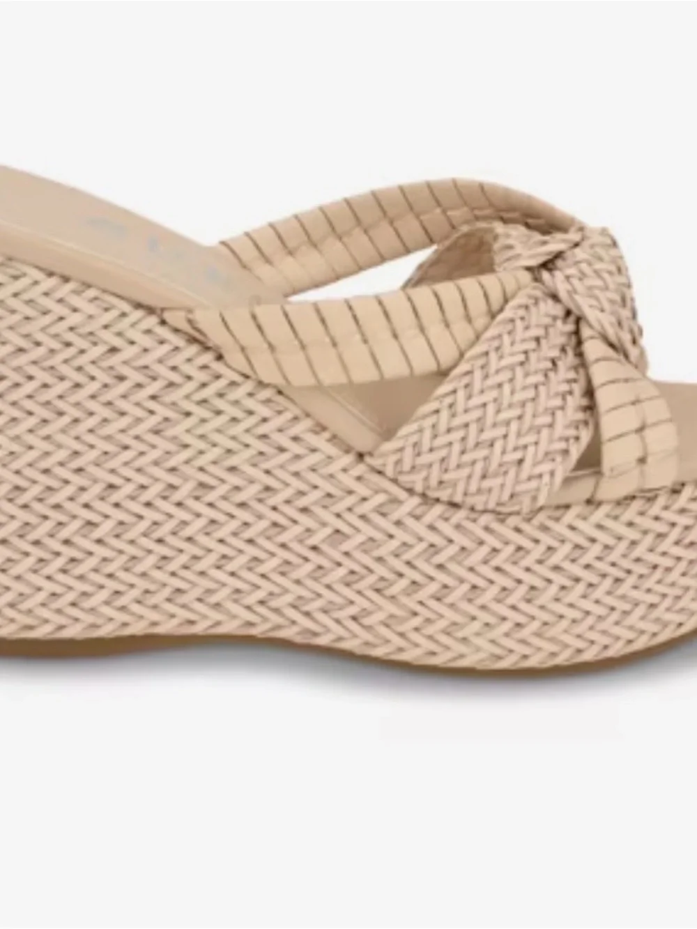 GUESS Cream Woven Platform Wedge Sandals with Braided Straps 8.5